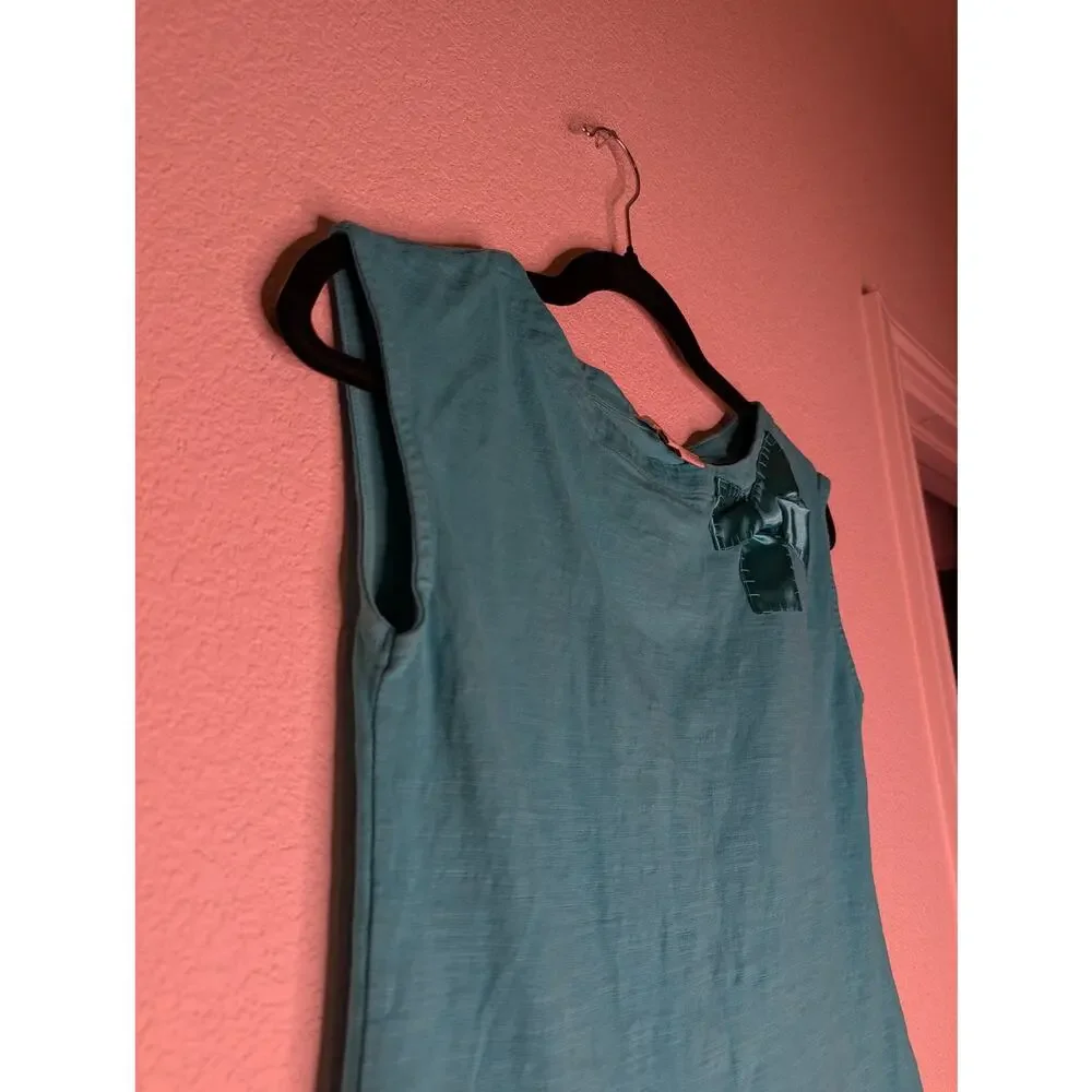 Kate Spade New York Short Ruffle Dress 14 Bow Preppy Babydoll Teal Designer Plus